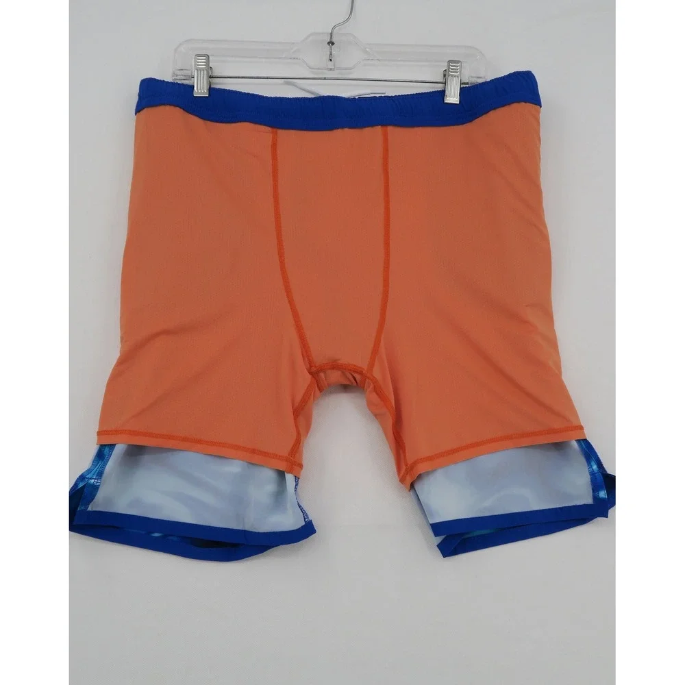 Lands' End Boys Blue Water Swirl Board Shorts with Compression Liner XXL 18H-20H